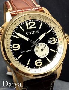 日本未発売 新品 シチズン CITIZEN 正規品 シチズン 自動巻き 腕時計 パイロットモデル アンティーク腕時計 インナー回転ベゼル ブラウン