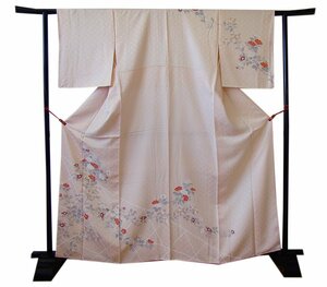 時代屋 裄65.6cm 紋意匠地 附下げ 訪問着 袷 正絹 仕立上り 150cm~156cm L777