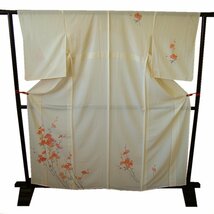 時代屋 裄66.7ｃｍ 夏物 駒絽 ３本絽 本加工染 練色 附下げ 訪問着 正絹 仕立上り 152ｃｍ～158ｃｍ ＨH477_画像1