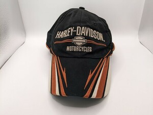 HARLEY-DAVBIDSON　黒×オレンジ　キャップ　帽子　ハーレーダビッドソン・ダヴィッドソン　ユーズド　管理№ 6856