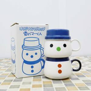 ◇ クリスマスに｜オリジナルマグカップ 雪のマーくん｜ 雪だるま型 ２客 ペア カップ｜ コーヒー 紅茶 ■O6241