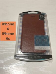 【iPhone6,6s】極薄 軽量レザーケース スリム フラップ ブラウン