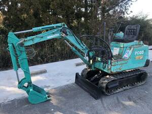 宮城Prefecture発★Komatsu PC03‐1 Mini油圧ショベル ディーゼルengine 700kg~800kgクラス★Mini Excavator クボタ Yanmar 日立 PC09 KH007