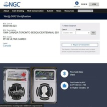 【1円スタート+送料無料】 1984 カナダ 1ドル 大型銀貨 NGC PF69 ウルトラカメオ カヌー ヤングエリザベス モダンコイン アンティーク_画像10