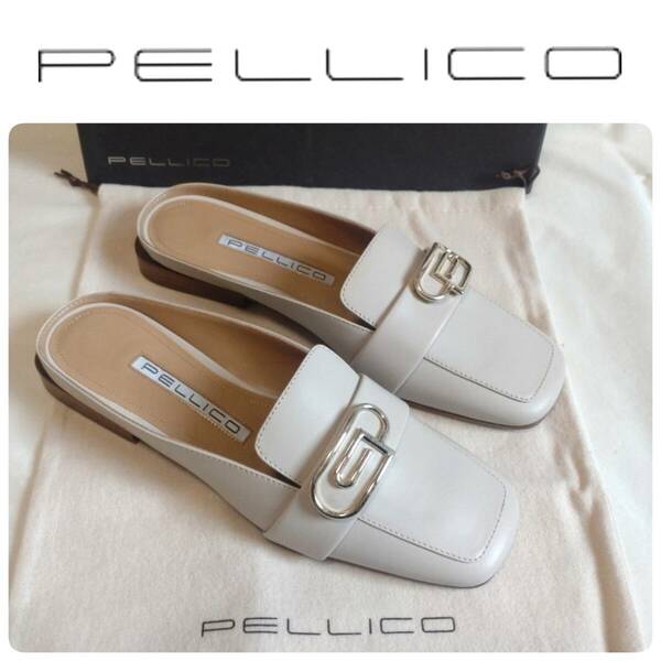 定価71,500円 新品 PELLICO ペリーコ CLIO NEW バックル フラット ミュール ローファー グレージュ 37/24cm