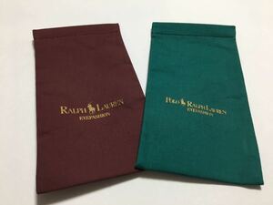 ２点セット□■POLO Ralph Lauren■□ ポロ　ラルフローレン　ソフト　メガネケース/サングラスケース　布製　バネ式　赤　緑