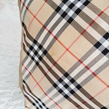 BURBERRY BLUE LABEL バーバリーブルーレーベル 良品 ナイロン トートバッグ ハンドバッグ ノバチェック レザー カーキ 肩がけ _画像9