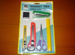 新品　ホームクラフト ツール ６点セット ツールメイト HOME CRAFT TOOLS TOOLMATE ホッチキス カッター2点 ハサミ メジャー スケール