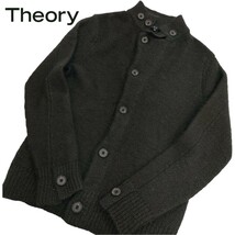 Theory /セオリー メンズ 秋冬 ウール.キャメル混 ニット ジャケット ライダース ダークブラウン 38サイズ a-1244_画像1