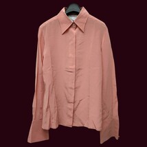 【イタリア製】MaxMara/マックスマーラ レディース 長袖ブラウス ドレスシャツ シルク100% 36サイズ ピンク系 I-3599_画像1
