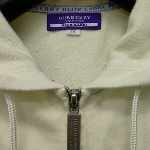 BURBERRY BLUE LABEL / レディース バーバリー フルジップパーカー 38サイズ イエロー系 日本製 I-3652の画像3