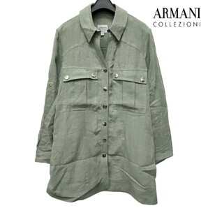 ARMANI COLLEZIONI / アルマーニ コレッツィオーニ レディース 長袖ジャケットシャツ スナップボタン 42サイズ イタリア製 I-3653 の画像1