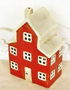 Art hand Auction Imported Goods Candle House Cantera House Pottery Red Ghibli Style Object House Figurine Handmade Country Natural Miniature 29208, interior accessories, ornament, Western style