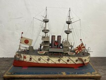 おもちゃ博物館展示品！完成品 軍艦模型 オリジナル軍 あきつ 全長75cm 置物 ちりめん細工 模型 特別展示品 インテリア ガラスケース付き_画像2