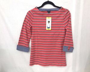  new goods #NAUTICA Nautica lady's 7 minute sleeve T-shirt border cut and sewn S