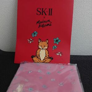 SK2 メゾンキツネ 赤 ショッパー ポーチ 2点セット SK-II エスケーツー レッド コフレ クリスマス