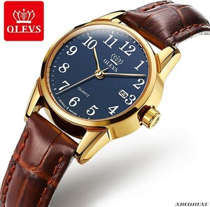 クラシックな 腕時計 ブルー 革ベルト レディース 軽量 クオーツ 防水 カジュアル シンプル おしゃれ アナログ 女性 腕時計 ウォッチ