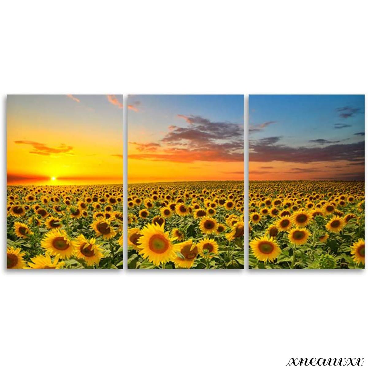 Sunflower 3-panel art panel, nature landscape painting, modern interior, wall hanging, room decoration, decoration, canvas painting, wall art, art, art, pattern change, Artwork, Painting, graphic