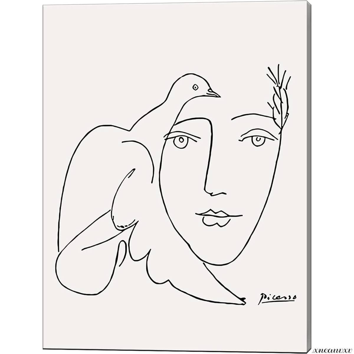 Picasso Panel de Arte Paloma de la Paz Chica Reproducción Interior Abstracto Colgante de Pared Decoración de la Habitación Decoración Lienzo Pintura Arte de la Pared Arte Bellas Artes Redecoración, Obra de arte, Cuadro, dibujo al pastel, Dibujo con crayón