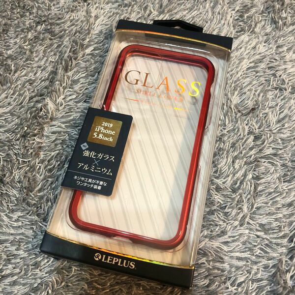 iPhone11Pro 透明ケース SHELL GLASS Aluminum レッド LP-IS19SGARD