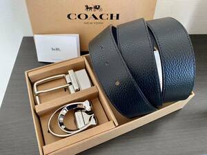 COACH コーチ　新品　リバーシブル　シグネチャーバックル　2点付き　シンプル　ブラックxブラウン　フリーサイズ