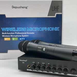 【未検品】Depusheng ワイヤレスカラオケマイクセット D3 ハイパワーサウンド 2チャンネルワイヤレス KTV /Y15309-A1 