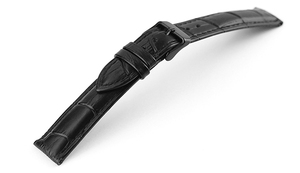 腕時計 レザー ベルト 22mm 黒 クロコダイル型押し 牛革 ピンバックル ブラック ar04bk-n-b 腕時計 交換 バンド