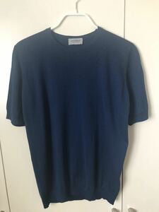 JOHN SMEDLEY ジョンスメドレー 半袖ニット　belden L 紺　indigo