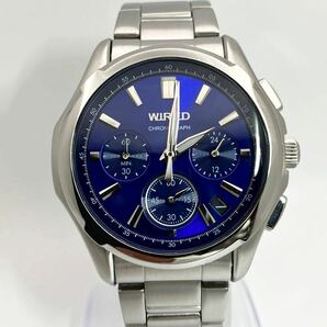 美品☆電池新品☆送料込☆セイコー SEIKO ワイアード WIRED クロノグラフ スモセコ メンズ腕時計 ブルー 人気モデル VK63-K013 AGAW410の画像2