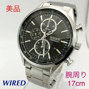 美品☆電池新品☆送料込☆セイコー SEIKO ワイアード WIRED クロノグラフ メンズ腕時計 ブラック ドレスウォッチ 7T92-0SM0 AGAV109