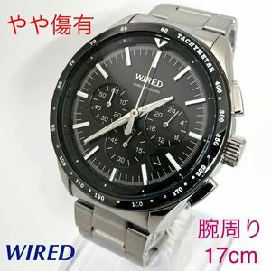 やや傷有☆電池新品☆送料込☆セイコー SEIKO ワイアード WIRED クロノグラフ スモセコ メンズ腕時計 ブラック VK63-K006 AGAW401