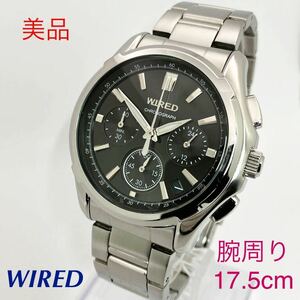  прекрасный товар * батарейка новый товар * включая доставку * Seiko SEIKO Wired WIRED хронограф smoseko мужские наручные часы черный популярный модель VK63-K013 AGAW408
