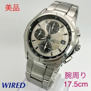  прекрасный товар * батарейка новый товар * включая доставку * Seiko SEIKO Wired WIRED хронограф мужские наручные часы серый / черный популярный модель 7T92-0GB0 AGBV197