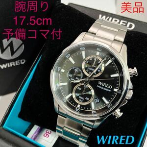 美品☆電池新品☆送料込☆セイコー SEIKO ワイアード WIRED クロノグラフ メンズ腕時計 ブラック VD57-KND0 AGAT424