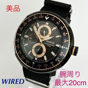 美品☆電池新品☆送料込☆セイコー SEIKO ワイアード WIRED クロノグラフ メンズ腕時計 SOLODITY クリスマス限定モデル VH67-KCC0 AGAT719