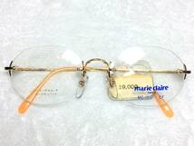 デッドストック marie claire PARIS 眼鏡 フチなし MC-1812 ノンニッケル ツーポイント ゴールド 金 未使用 マリクレール メタルフレーム_画像1