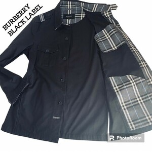 BURBERRY BLACK LABEL バーバリーブラックレーベル ミリタリージャケット ジャケット ノバチェック 三陽商会　黒 ブラック Mサイズ