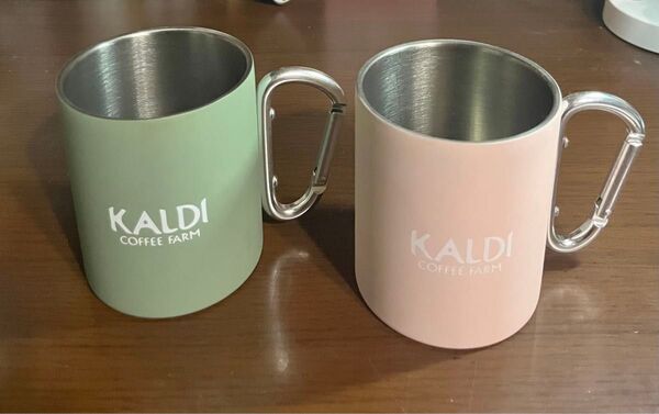 カルディ オリジナル カラビナ付き ダブルウォールマグ 2個セット