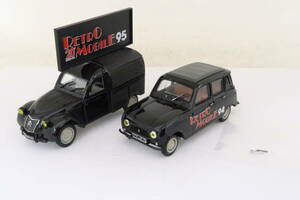 NOREV CITROEN 2CV RENAULT 4 RETRO MOBILE シトロエン ルノー キャトル 難有 箱無 2台 1/43 クレ