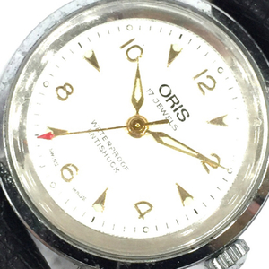 オリス 7305 手巻き 機械式 腕時計 ホワイト文字盤 稼働品 ボーイズサイズ 稼働品 社外ベルト ファッション小物 ORIS