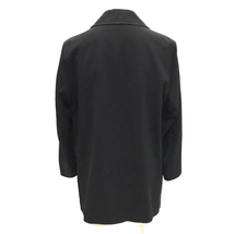 エルメス サイズ48 ウール コート フロントボタン ポケット 襟付 メンズ ブラック 内張ラムレザー アウター HERMES_画像2