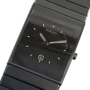 ラドー デイト クォーツ 腕時計 152.0713.3 メンズ 稼働品 ブラック ファッション小物 ブレスレットウォッチ RADO