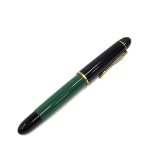 送料360円 ペリカン 120 万年筆 字幅 F 尾栓吸引式 全長約12.5cm GDカラー 黒×緑 PELIKAN QR032-298 同梱NG