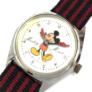 送料360円 ウォルトディズニー ミッキーマウス 腕時計 5000-7000 シルバーカラー 手巻き メンズ QR031-23 同梱NG
