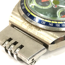 1円 セイコー アルバ AKA 腕時計 V657-6060 ラウンド クロノグラフ 緑文字盤 SVカラー クォーツ メンズ 純正ベルト_画像4