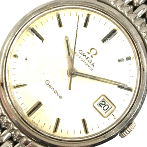 1円 オメガ 腕時計 ジュネーブ Geneve ラウンド デイト シルバーカラー 3針 自動巻き メンズ 純正ベルト 稼働 OMEGA