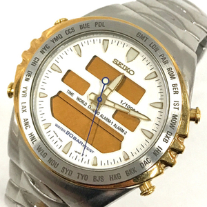 1円 セイコー 腕時計 H021-803A MACCHINA SPORTIVA ジウジアーロデザイン デジアナ 白文字盤 QZ メンズ SEIKO