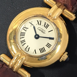 カルティエ マストコリゼ ヴェルメイユ 925 クォーツ 腕時計 レディース 純正ベルト 保存箱付き 未稼働品 Cartier