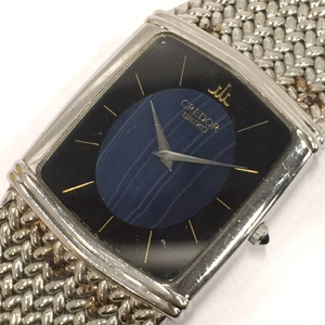 セイコー クレドール 腕時計 6730-5330 スクエア 黒×紺文字盤 クォーツ レディース 純正ベルト SEIKO QR035-133