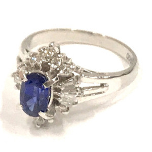 リング 指輪 11号 Pt900 サファイア 1.04ct ダイヤモンド 0.4ct 重量5.6g アクセサリー 服飾小物 現状品